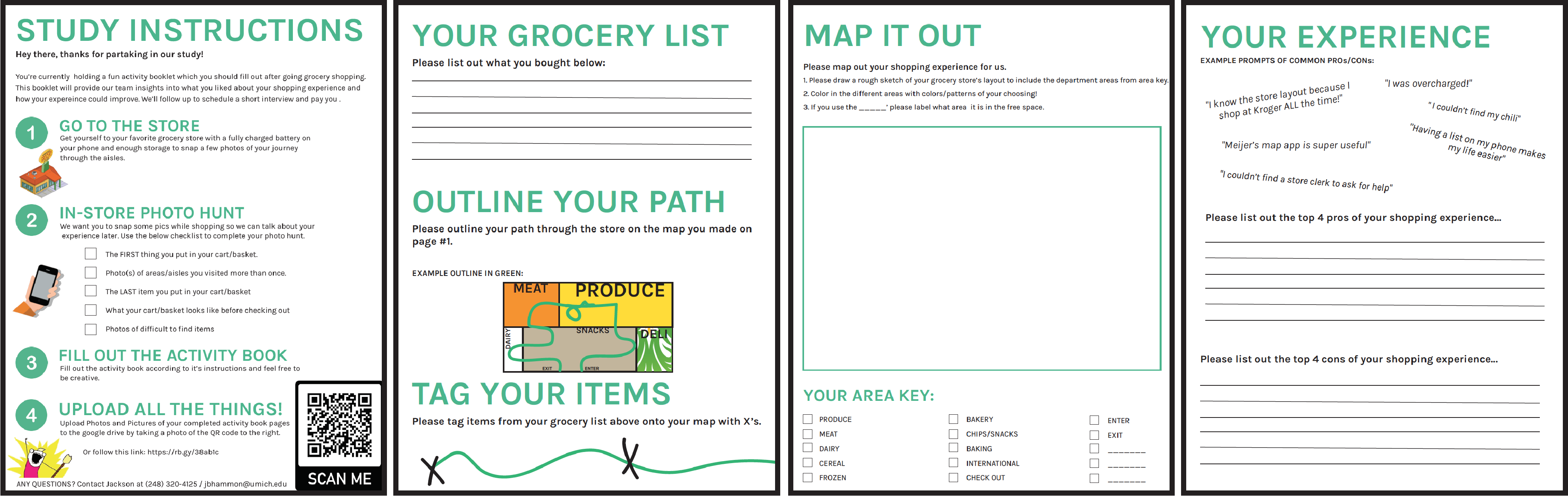 Cultural probe activity booklet pages